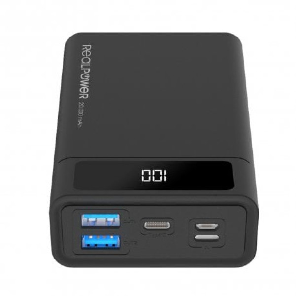 Внешний аккумулятор (павербанк) RealPower PB-20k PD Powerbank 20000mAh Black