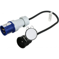 Адаптер силовой с заземлением  FEMALE 16A+MALE CEE синий