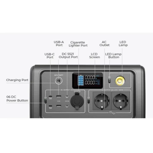 BLUETTI PowerOak EB70 Portable Power Station 1000W 716Wh