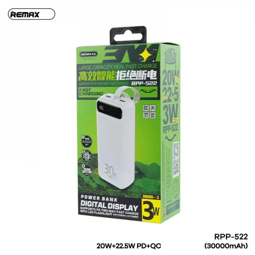 REMAX Bole Series 20W+22.5W PD+QC Fast Charging Power Bank 30000mAh White (RPP-522)