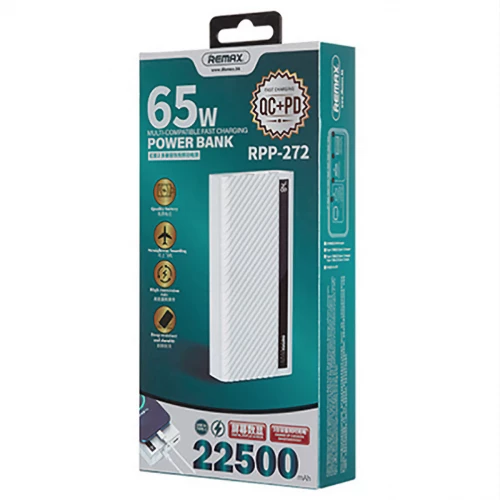 REMAX Hunyo II PD 65W + QC 22.5W Multi-Compatible Fast Charging Power Bank 22500mAh RPP-272 White
