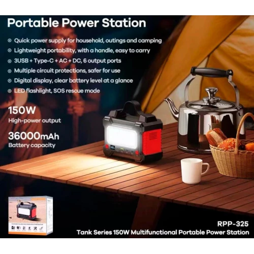REMAX Tank Series 150W Multifunctional Portable Power Station 36000mAh RPP-325